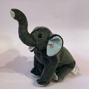 Trumpet the Elephant 2000 Ty Beanie Baby Good Used Condition 9” long Grey